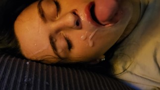 Wife Gets Face Fucked By Husbands Cock And Covered In Cum