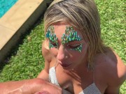 Preview 4 of Kind Neighbor loves to swallow cum after pool party
