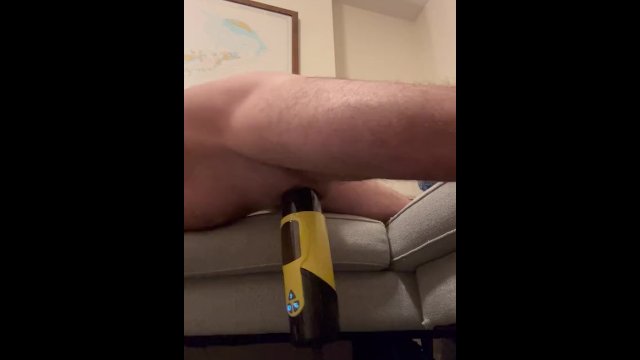 Big cock milked dry by machine