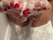 Preview 5 of Wet Footjob in bathroom - pussy in foam