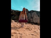 Preview 1 of Nude Yoga with Butt Plug on a nudist beach in Portugal. If you like it, I'll make a long version.