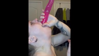 Throat goat dildo deep throat take #1