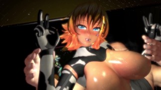 Аниме Молочная Девушка Занимается Аналом, Держа Знаки Победы