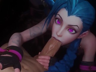 Jinx do Hard Blowjob and getting Cum in Mouth | Hottest Hentai League of Legend 4k