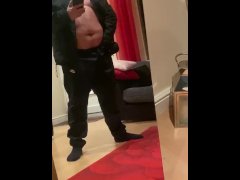 Beefy British Scally lad bates in his nylon tracksuit watching straight porn