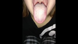 White dirty morning wide big long tongue