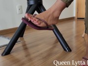 Preview 2 of Queen Lytta Blond - Real Foot slave 24h Ep 1 - Queen Lytta makes slave clean table and feet