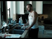 Preview 3 of Stepdad & Stepson One-Up Each Other in Argument Leading to Taboo Fuck - DisruptiveFilms