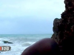 Interracial fucking at the beach with Shania a cute ebony babe