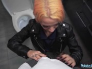 Preview 4 of Public Agent Waitress makes a mess of his pants and offers to fuck him in the toilet