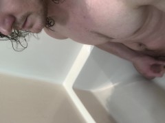 Guy Desperately Rubbing Cock to Moaning Orgasm in Shower