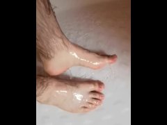 I wash my feet in the shower