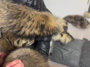 Preview 2 of Fur Fetish Couple Francis & Alessia cum on fur extreme, fur handjob, doggystyle big raccoon furhood