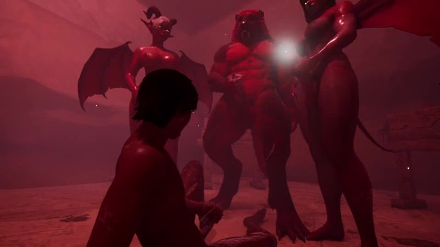 Two succubi and their hellhound have fun with a guy  Furry  Wild life  Gay