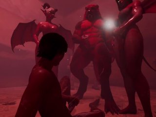 Two succubi and their hellhound have fun with a guy  Furry  Wild life  Gay
