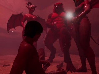Two Succubi and their Hellhound have Fun with a Guy | Furry | Wild Life | Gay