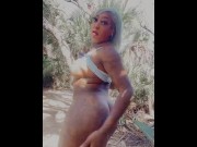 Preview 1 of BIG DICK TS CUMSHOT AND TWERK HER BIG ASS IN THE WOODS ALMOST GET CAUGHT BY FISHERMAN ‼️