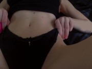 Preview 6 of Beautiful Skinny Model Stripping & Orgasm in Sexy Black Lingerie