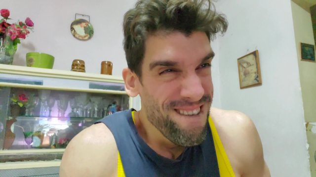 He makes crazy faces when he is masturbating