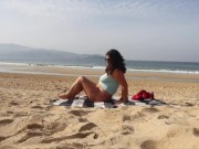 Preview 3 of ExpressiaGirl with big Tits sunbathes and Walks Naked on the Beach