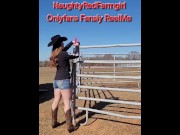 Preview 1 of Big ass Redhead Cowgirl Rides Rideo Arena Panels and Fucks asshole!
