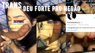 Novinha Trans Safada Chupando e Dando para um Pau Preto Grande, Vagabunda Engolindo Tudo Sexo Anal