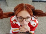 SLUTTY redhead gives me SUPER SLOPPY blowjob at the Superbowl party!