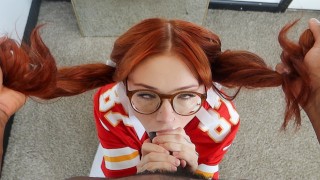 Redhead with huge tits gets FACE-FUCKED wearing KC Chiefs Jersey! - Naomi Hughes