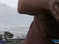 Braless Woman MILF in Public driving and outdoors exposes Big Tits and Nipples