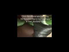 Ebony gets fucked with 2cucumbers at once