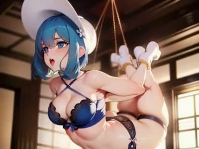Blue Hair Girl Tied Up Swing