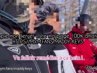 Maddy Keys - 2 French Slut Give a Blowjob to their Snow Ski Teacher - Real Amateur Challenge
