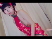 Preview 4 of 【Chinese New Year】JC girl wearing Qipao struggles to take a selfie while masturbating using a toy.