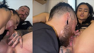 Gran follada con mi hermosa pareja, mira como voltea sus ojos al tragarlo