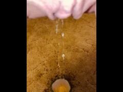 Piss slut dripping pissing into pickle Rick
