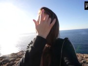 Preview 3 of MALLORCA Vlog Part II - Blowjob + HUGE FACIAL on a PUBLIC beach