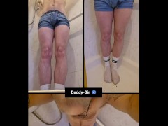 Pissing in boxers on to my white socks