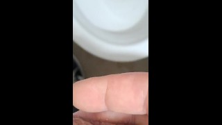 bearded male peening ín toilet