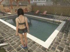 Silicon Lust scene with floating toy in the pool