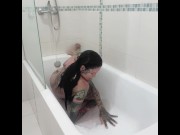 Preview 5 of hot brunette anal time in a bathtub