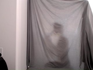 BJ & anal play behind a curtain. You can only see the shadow