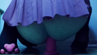 Femboy takes cute pink dildo in their ass