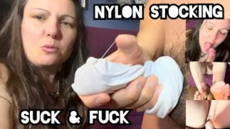 Nylonstrumpf Schwanz Fickt Nasse Muschi & Abspritzen