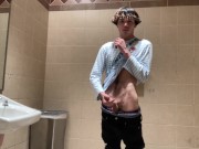 Preview 1 of Gay Teen Model Masturbates Inside Public Mall Restroom