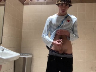 Gay Teen Model Masturbates inside Public Mall Restroom