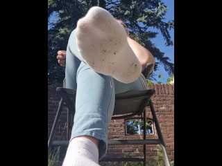 Show off my White Ankle Socks to Tease you on your Day Today.