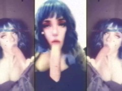 Alt Girl Gives Hands Free Blowjob [Dildo Deepthroat]
