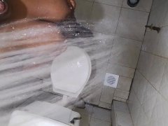 Kenyan hot milf milking her sexy big boobs  while showering.