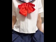 Preview 3 of Short video. Pantyhose masturbation while wearing a school uniform. Part 1