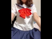 Preview 4 of Short video. Pantyhose masturbation while wearing a school uniform. Part 1
